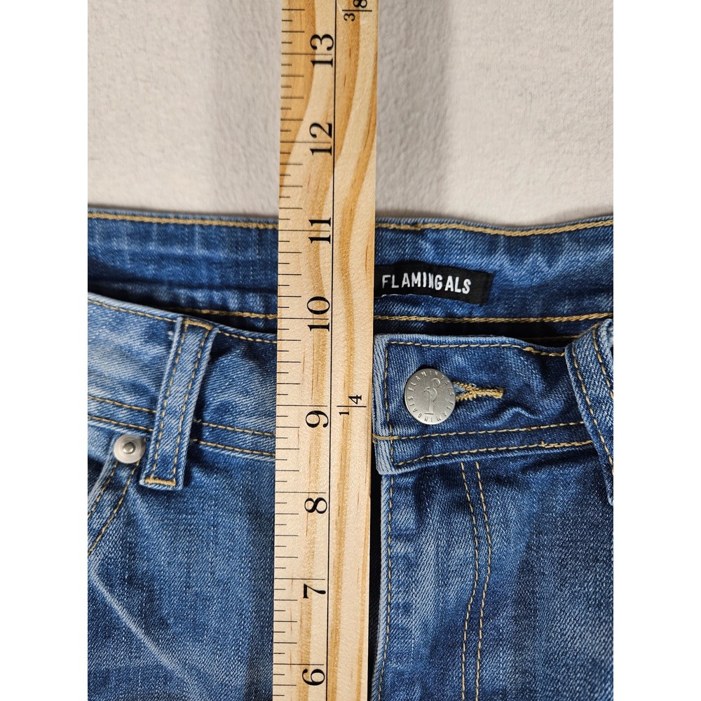 Flamingals Womens High Waisted Wide Leg Jeans Medium Wash Blue Size S 80292 - Picture 4 of 9